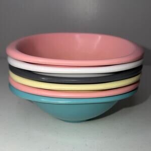 Vintage Boonton Ware Set of 6 Dessert Fruit Bowls Melamine 3303-10 Mix Color MCM